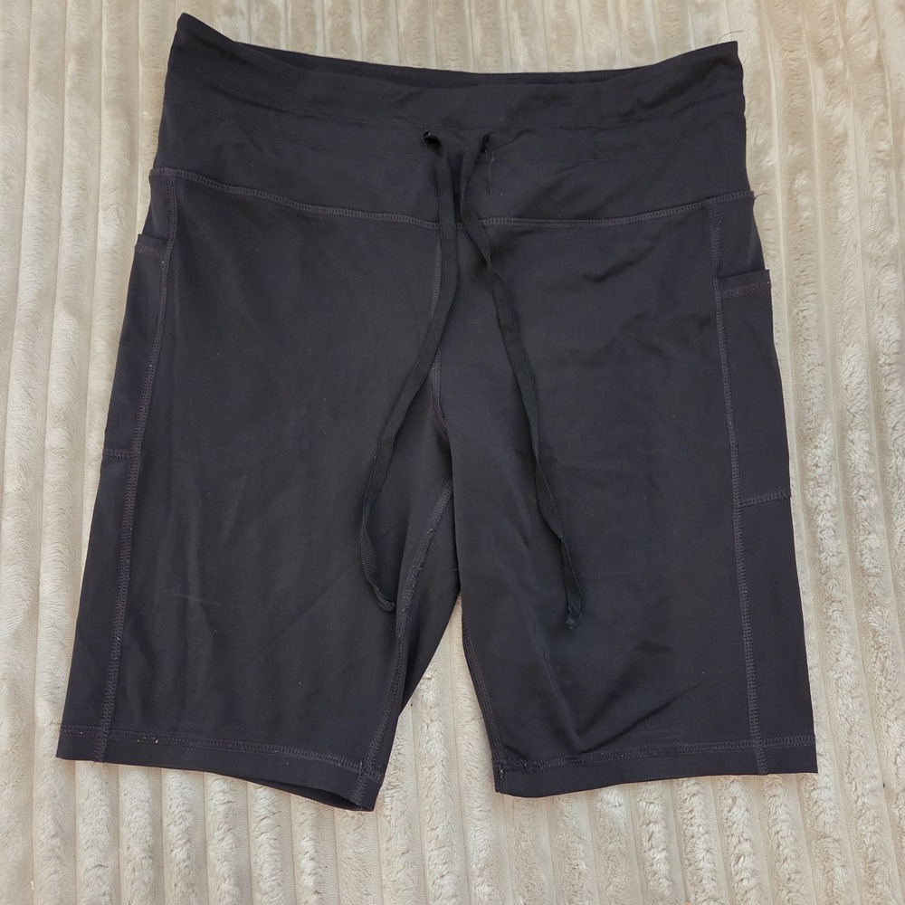 Love & Sports Girls Bike Shorts Size L 12-14 Black Athletic Pockets Drawstring